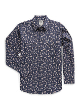 Men's Ely Cattleman Long Sleeve Conversation Print Western Snap Shirt- Midnight