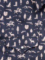 Men's Ely Cattleman Long Sleeve Conversation Print Western Snap Shirt- Midnight