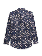 Men's Ely Cattleman Long Sleeve Conversation Print Western Snap Shirt- Midnight