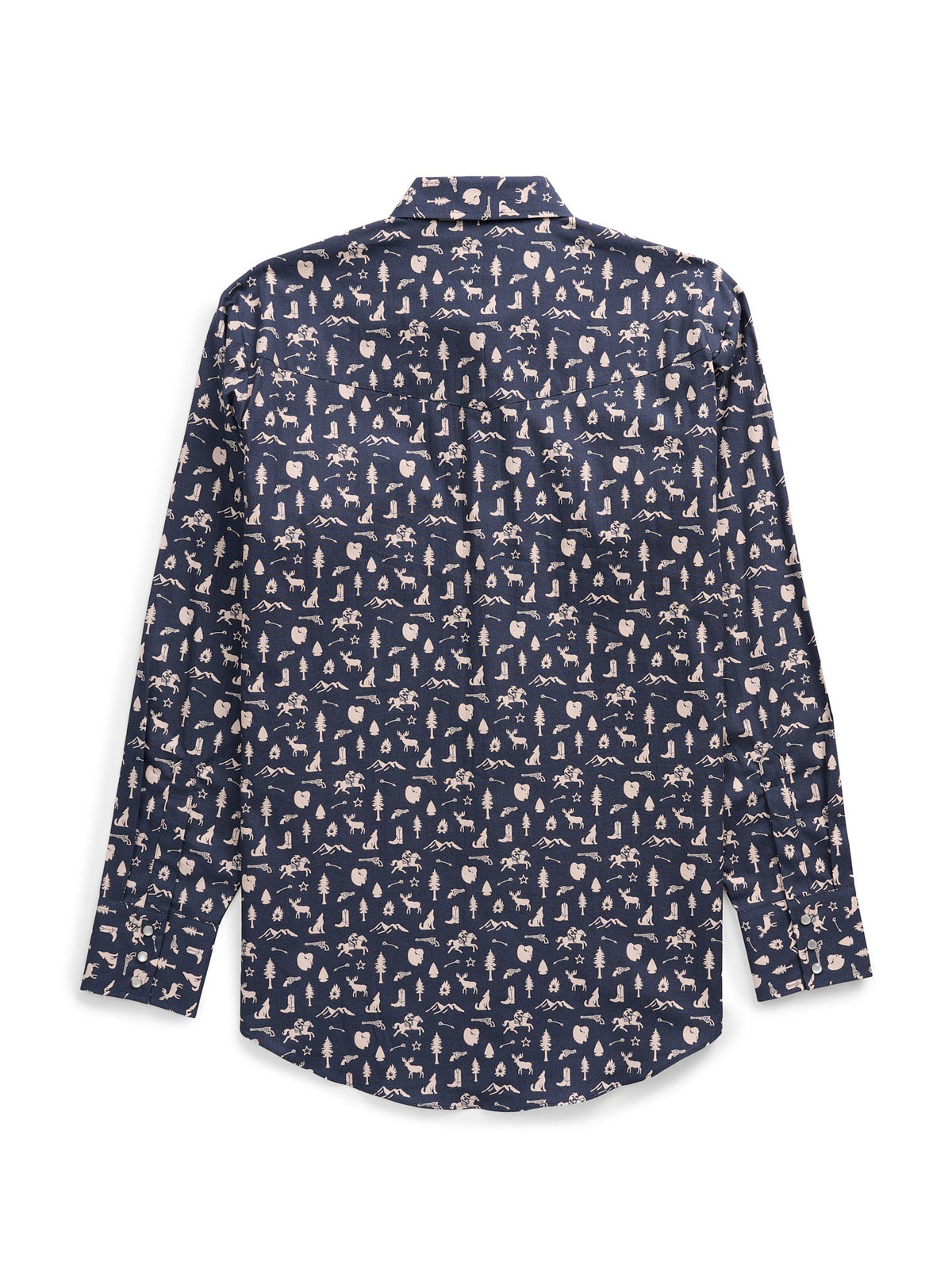 Men's Ely Cattleman Long Sleeve Conversation Print Western Snap Shirt- Midnight