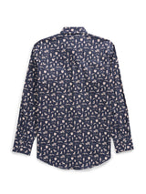 Men's Ely Cattleman Long Sleeve Conversation Print Western Snap Shirt- Midnight - Ely Cattleman - Flyclothing LLC