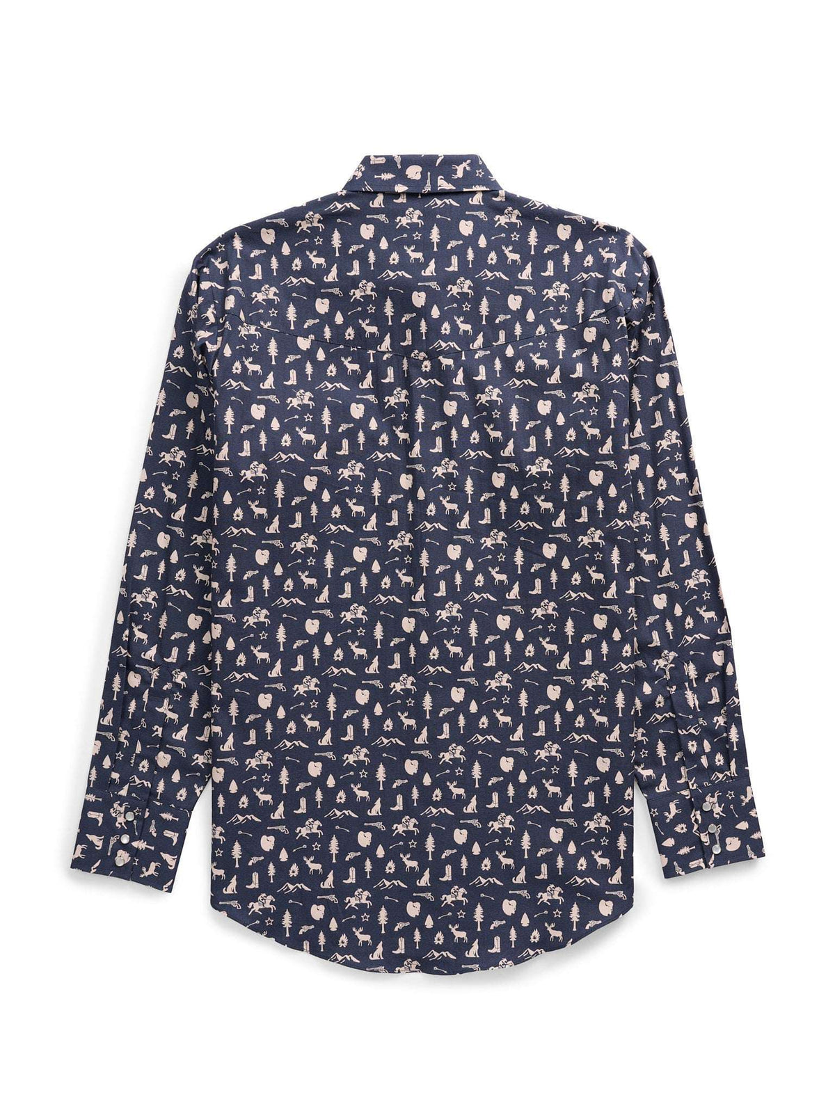 Men's Ely Cattleman Long Sleeve Conversation Print Western Snap Shirt- Midnight - Ely Cattleman - Flyclothing LLC