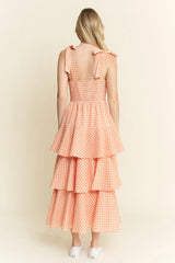 Jade By Jane Sleeveless Gingham Print Tiered Midi Dress - Trendsi - Flyclothing LLC