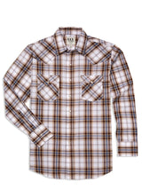 Men's Ely Cattleman Long Sleeve Textured Plaid Western Snap Shirt- Blue & Brown