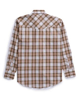 Men's Ely Cattleman Long Sleeve Textured Plaid Western Snap Shirt- Teal & Khaki - Ely Cattleman - Flyclothing LLC
