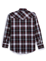 Men's Ely Cattleman Long Sleeve Textured Plaid Western Snap Shirt- Blue & Burgundy - Ely Cattleman - Flyclothing LLC
