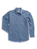 Men's Ely Cattleman Long Sleeve Classic Check Western Snap Shirt- Blue & Black - Ely Cattleman