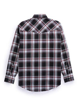Men's Ely Cattleman Long Sleeve Textured Plaid Western Snap Shirt- White & Black - Ely Cattleman - Flyclothing LLC