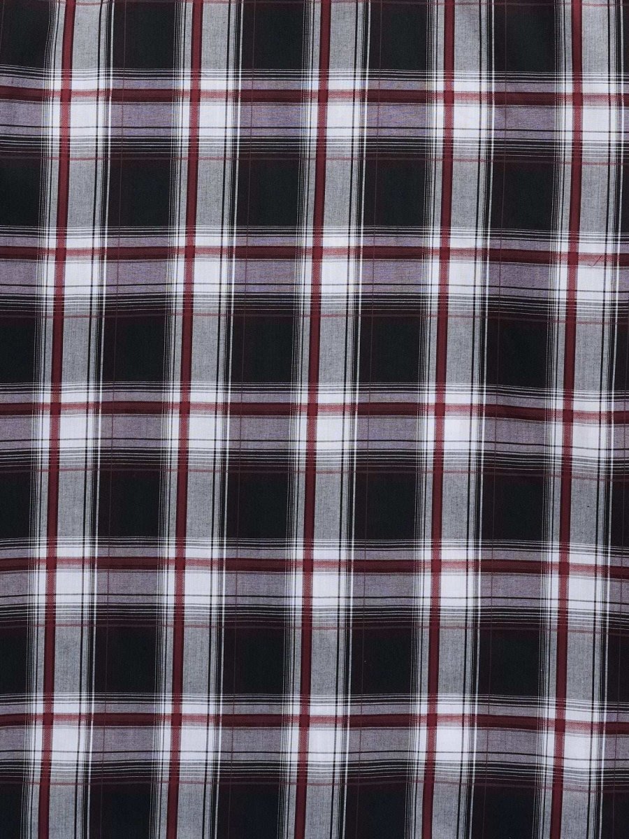 Men's Ely Cattleman Long Sleeve Textured Plaid Western Snap Shirt- White & Black - Ely Cattleman - Flyclothing LLC