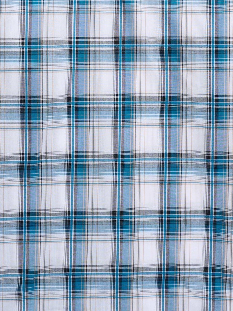 Men's Ely Cattleman Long Sleeve Textured Plaid Western Snap Shirt- White & Black - Ely Cattleman - Flyclothing LLC