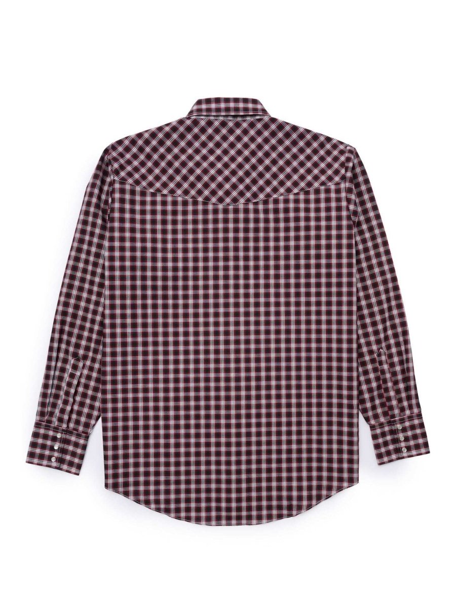 Men's Ely Cattleman Long Sleeve Classic Check Western Snap Shirt- Turquoise & Red - Ely Cattleman - Flyclothing LLC