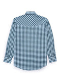 Men's Ely Cattleman Long Sleeve Classic Check Western Snap Shirt- Turquoise & Red - Ely Cattleman