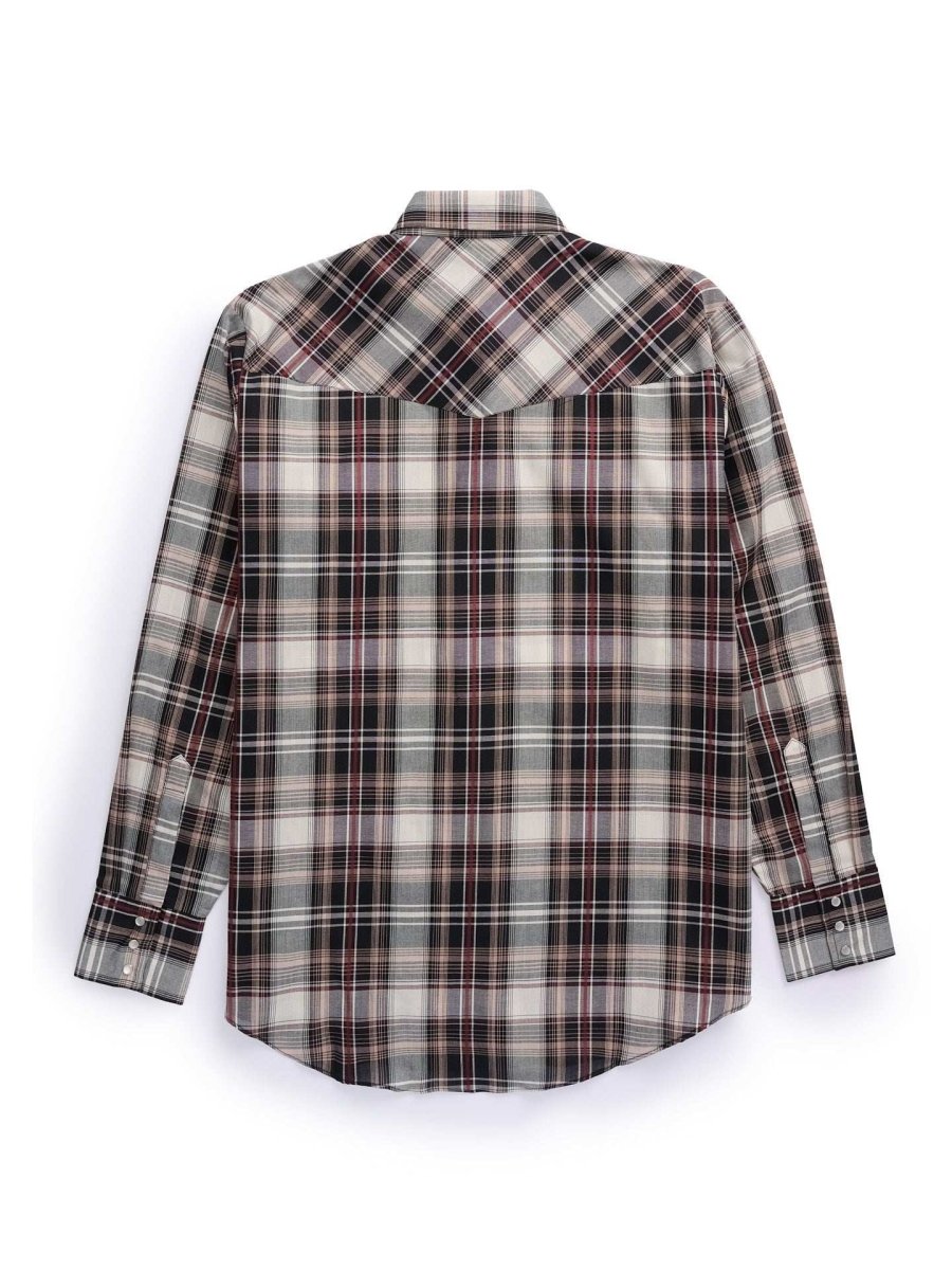 Men's Ely Cattleman Long Sleeve Textured Green Plaid Western Snap Shirt - Ely Cattleman - Flyclothing LLC