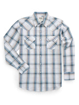 Men's Ely Cattleman Long Sleeve Textured Plaid Western Snap Shirt- Rust & Blue - Ely Cattleman - Flyclothing LLC