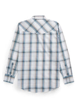 Men's Ely Cattleman Long Sleeve Textured Plaid Western Snap Shirt- Rust & Blue - Ely Cattleman - Flyclothing LLC