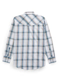 Men's Ely Cattleman Long Sleeve Textured Plaid Western Snap Shirt- Rust & Blue - Ely Cattleman - Flyclothing LLC