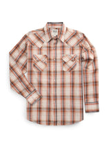Men's Ely Cattleman Long Sleeve Textured Plaid Western Snap Shirt- Rust & Blue - Ely Cattleman - Flyclothing LLC