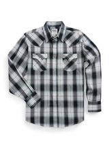 Men's Ely Cattleman Long Sleeve Textured Plaid Western Snap Shirt- Black & Navy - Ely Cattleman - Flyclothing LLC