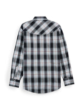 Men's Ely Cattleman Long Sleeve Textured Plaid Western Snap Shirt- Black & Navy