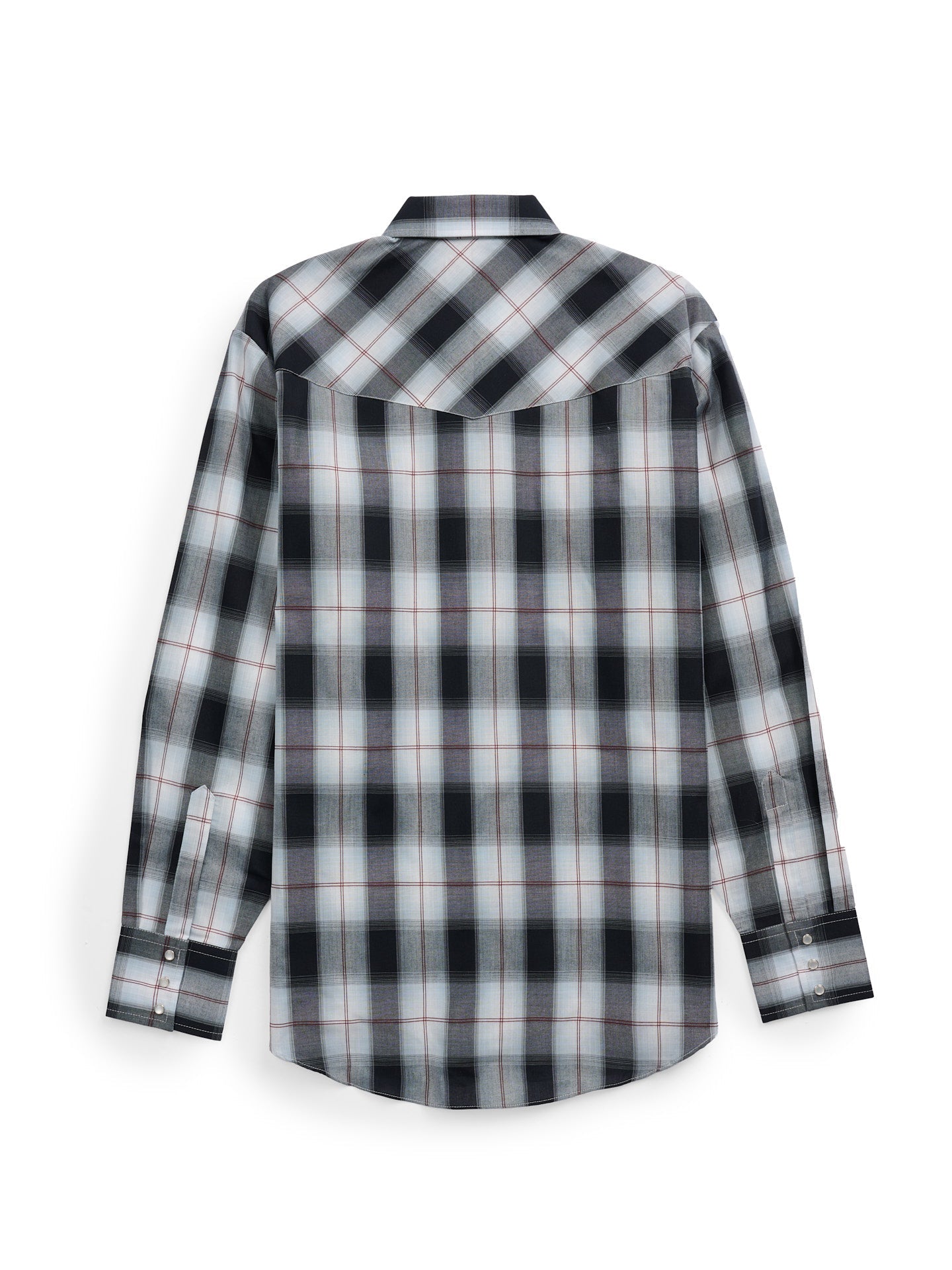 Men's Ely Cattleman Long Sleeve Textured Plaid Western Snap Shirt- Black & Navy