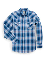 Men's Ely Cattleman Long Sleeve Textured Plaid Western Snap Shirt- Black & Navy - Ely Cattleman - Flyclothing LLC
