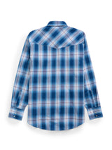 Men's Ely Cattleman Long Sleeve Textured Plaid Western Snap Shirt- Black & Navy