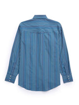 Men's Ely Cattleman Long Sleeve Textured Stripe Western Snap Shirt- White & Navy - Ely Cattleman - Flyclothing LLC