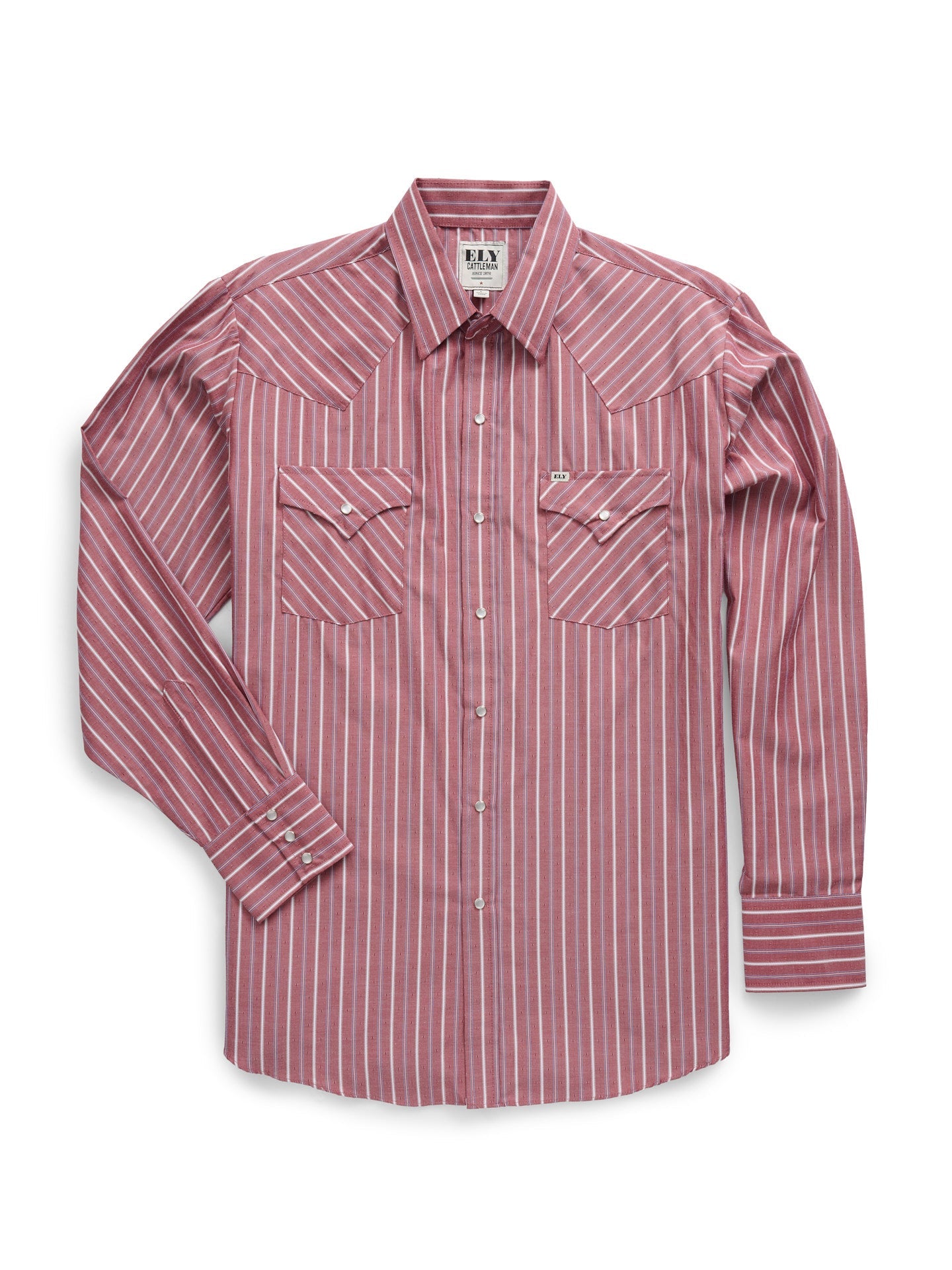 Men's Ely Cattleman Long Sleeve Red Americana Stripe Western Snap Shirt - Ely Cattleman - Flyclothing LLC