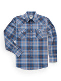 Men's Ely Cattleman Long Sleeve Textured Plaid Western Snap Shirt- Navy - Ely Cattleman - Flyclothing LLC