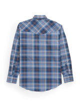 Men's Ely Cattleman Long Sleeve Textured Plaid Western Snap Shirt- Navy - Ely Cattleman - Flyclothing LLC