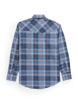 Men's Ely Cattleman Long Sleeve Textured Plaid Western Snap Shirt- Navy