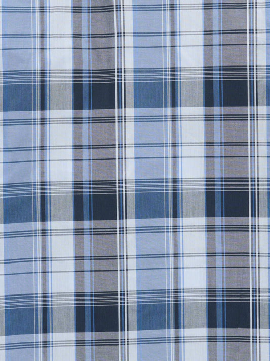 Men's Ely Cattleman Long Sleeve Textured Plaid Western Snap Shirt- Blue - Ely Cattleman - Flyclothing LLC