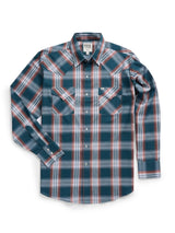 Men's Ely Cattleman Long Sleeve Textured Plaid Western Snap Shirt- Teal - Ely Cattleman - Flyclothing LLC