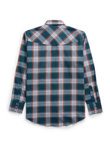 Men's Ely Cattleman Long Sleeve Textured Plaid Western Snap Shirt- Teal - Ely Cattleman - Flyclothing LLC