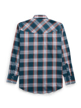 Men's Ely Cattleman Long Sleeve Textured Plaid Western Snap Shirt- Teal