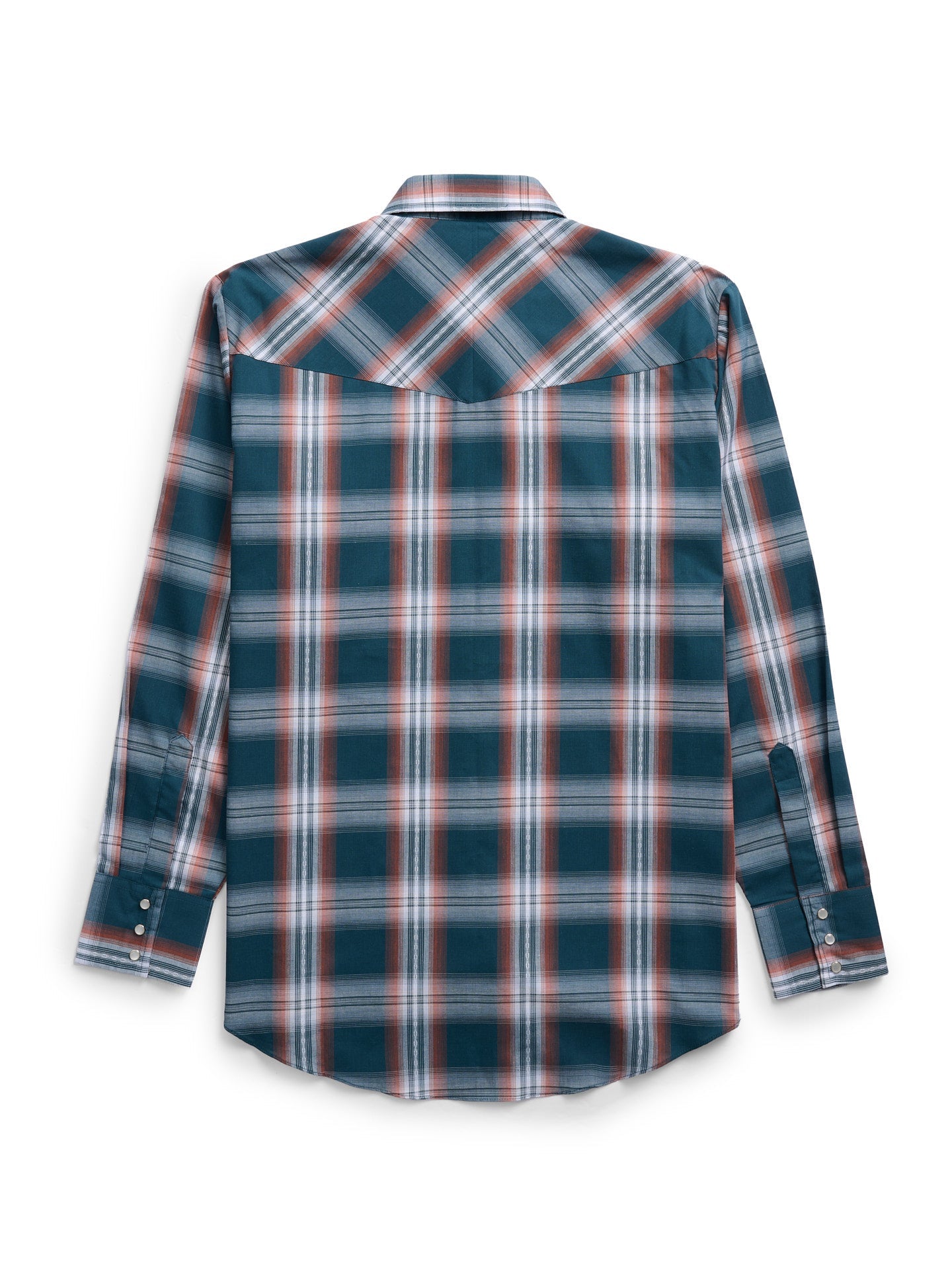 Men's Ely Cattleman Long Sleeve Textured Plaid Western Snap Shirt- Teal