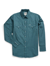 Men's Ely Cattleman Long Sleeve Geo Print Western Snap Shirt- Teal - Ely Cattleman - Flyclothing LLC