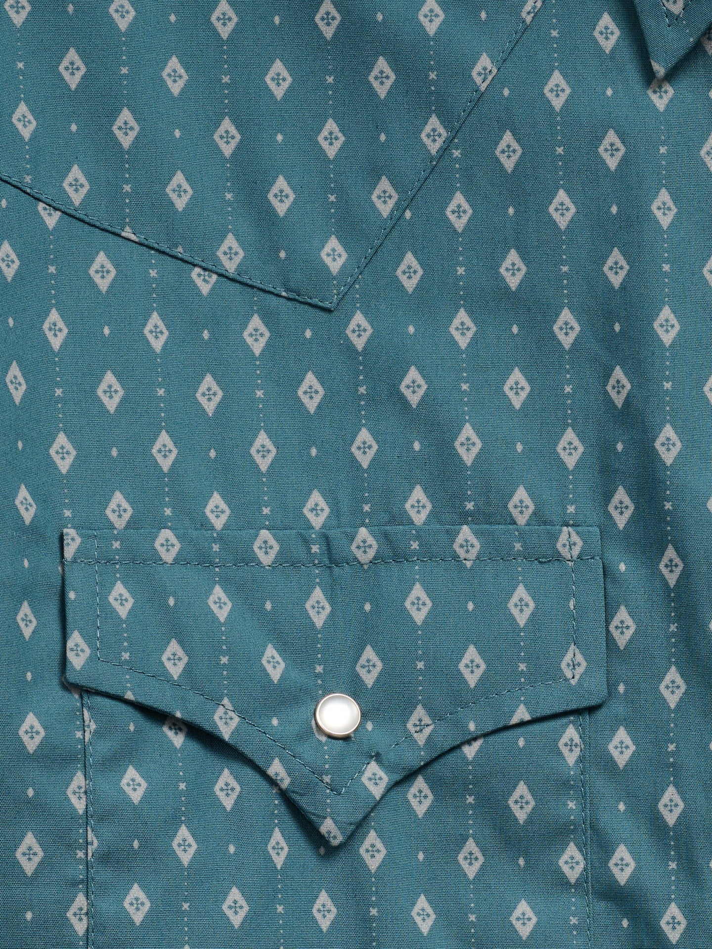Men's Ely Cattleman Long Sleeve Geo Print Western Snap Shirt- Teal