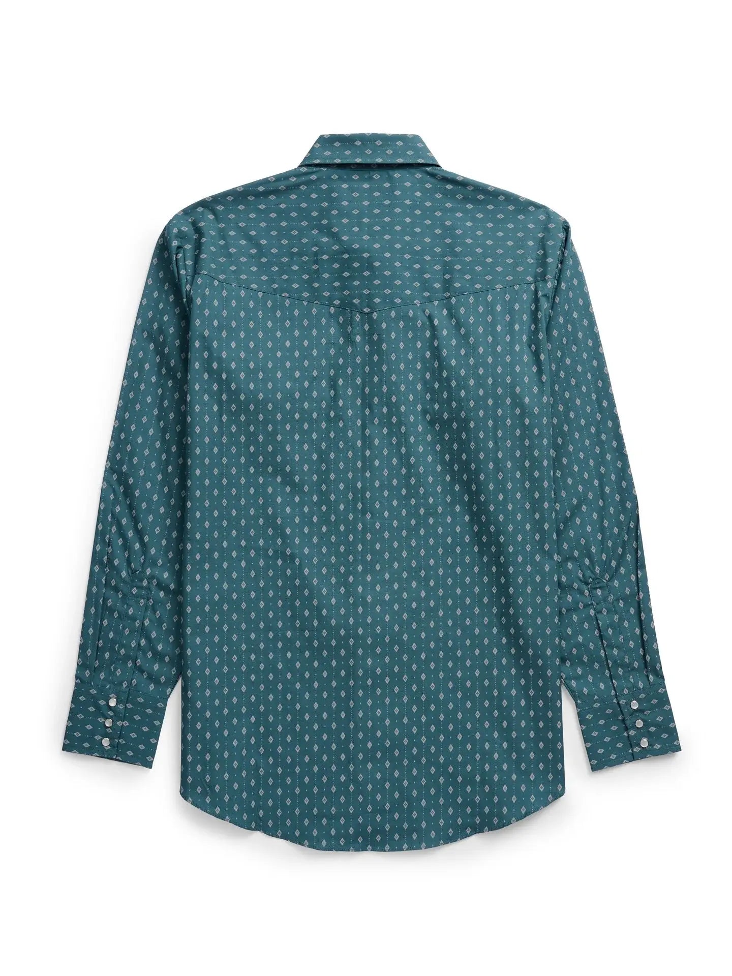 Men's Ely Cattleman Long Sleeve Geo Print Western Snap Shirt- Teal - Ely Cattleman - Flyclothing LLC