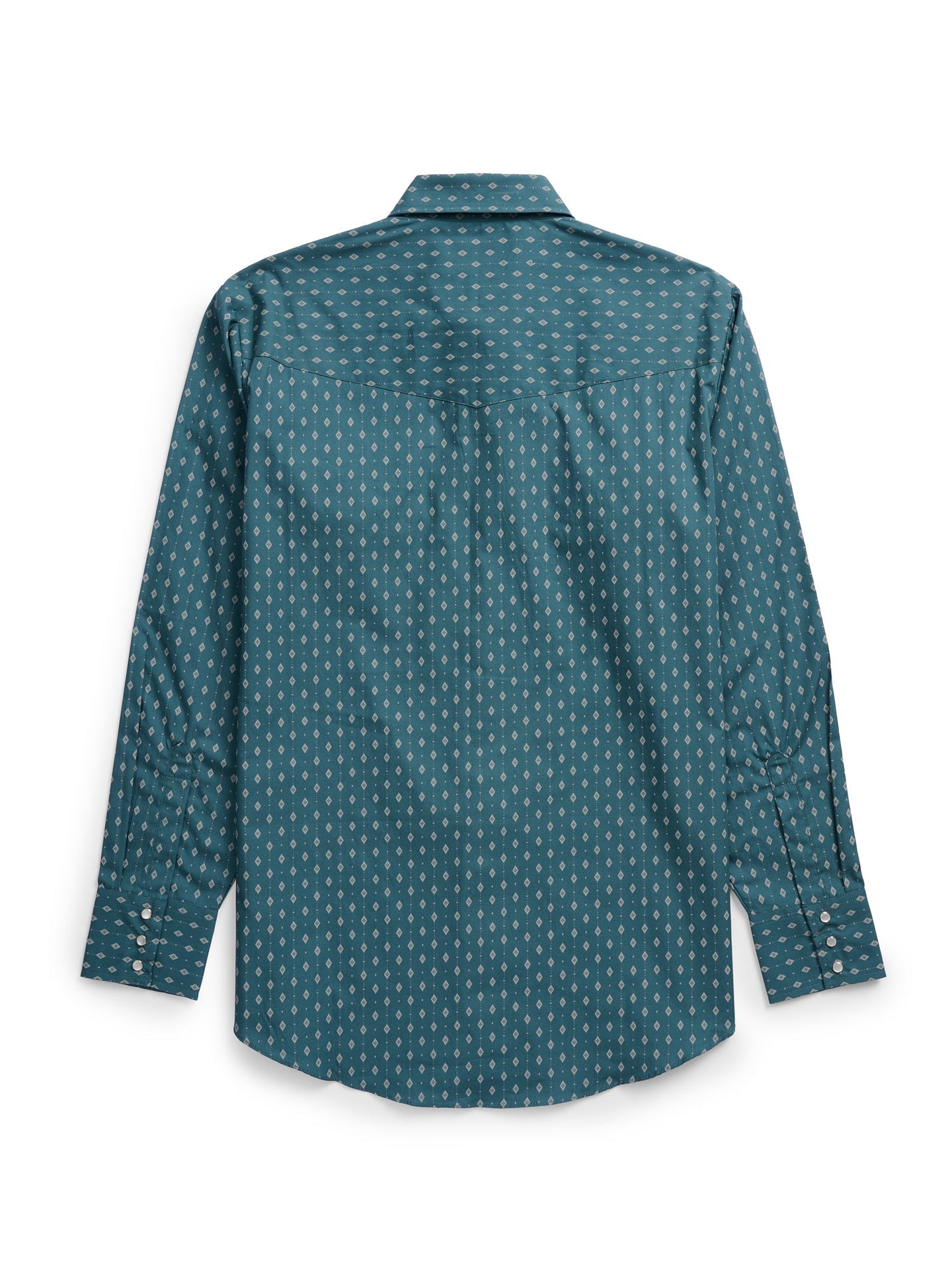 Men's Ely Cattleman Long Sleeve Geo Print Western Snap Shirt- Teal