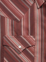 Men's Ely Cattleman Long Sleeve Textured Stripe Western Snap Shirt- Burgundy - Ely Cattleman - Flyclothing LLC