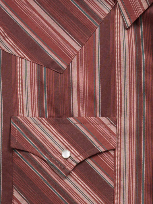Men's Ely Cattleman Long Sleeve Textured Stripe Western Snap Shirt- Burgundy - Ely Cattleman - Flyclothing LLC