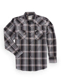 Men's Ely Cattleman Long Sleeve Textured Plaid Western Snap Shirt- Black - Ely Cattleman - Flyclothing LLC