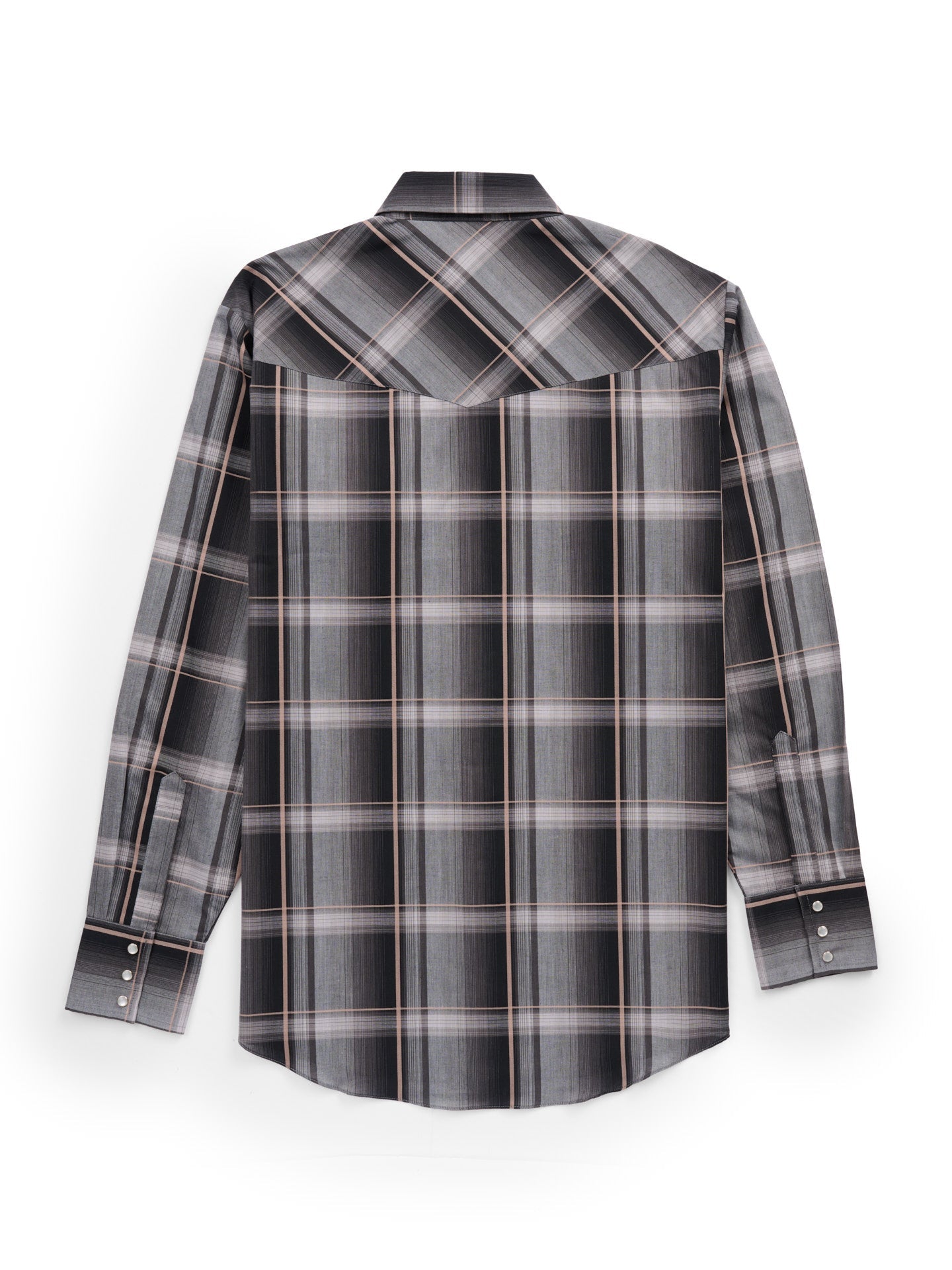 Men's Ely Cattleman Long Sleeve Textured Plaid Western Snap Shirt- Black