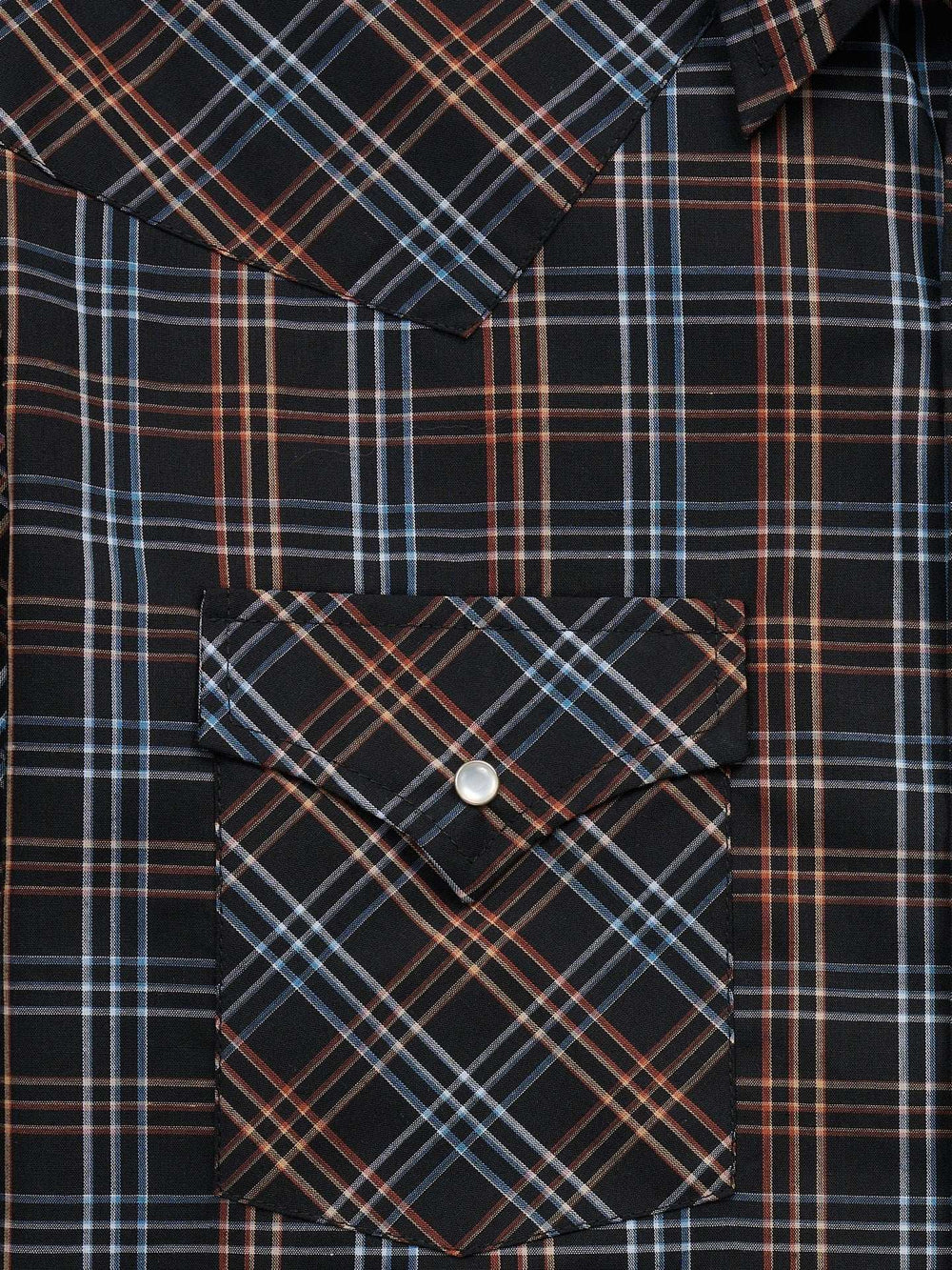 Men's Ely Cattleman Long Sleeve Textured Plaid Western Snap Shirt- Black - Ely Cattleman - Flyclothing LLC
