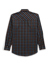Men's Ely Cattleman Long Sleeve Textured Plaid Western Snap Shirt- Black