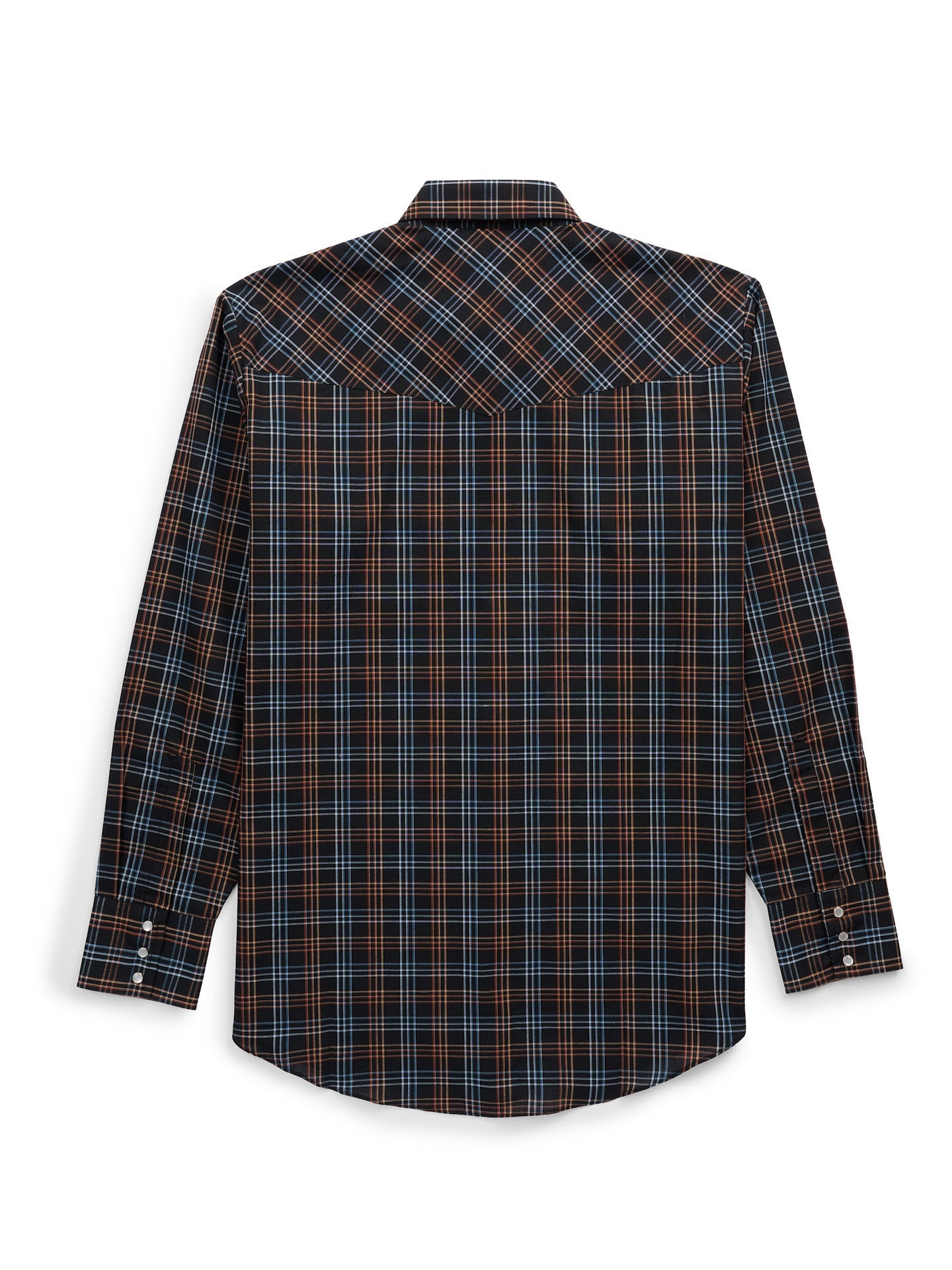 Men's Ely Cattleman Long Sleeve Textured Plaid Western Snap Shirt- Black
