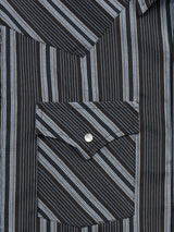 Men's Ely Cattleman Long Sleeve Textured Stripe Western Snap Shirt- Black - Ely Cattleman - Flyclothing LLC