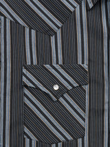 Men's Ely Cattleman Long Sleeve Textured Stripe Western Snap Shirt- Black