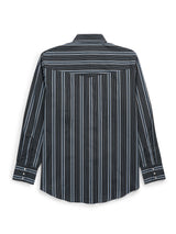 Men's Ely Cattleman Long Sleeve Textured Stripe Western Snap Shirt- Black